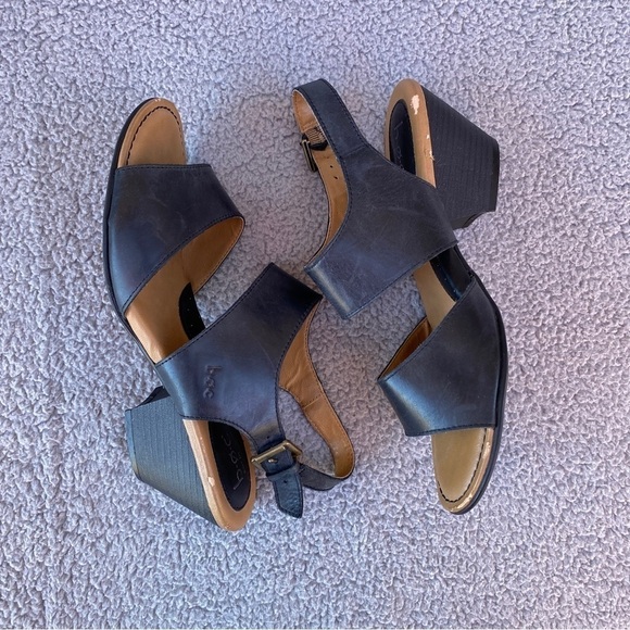 BOC Born Concept Emmeline Black Leather Strap Block Heels Sz 9 M - Picture 5 of 15